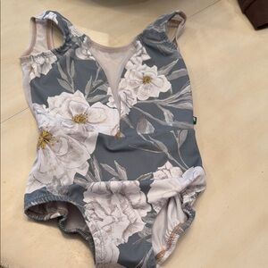 Lucky Leo Floral Gray Women's Leotard Medium